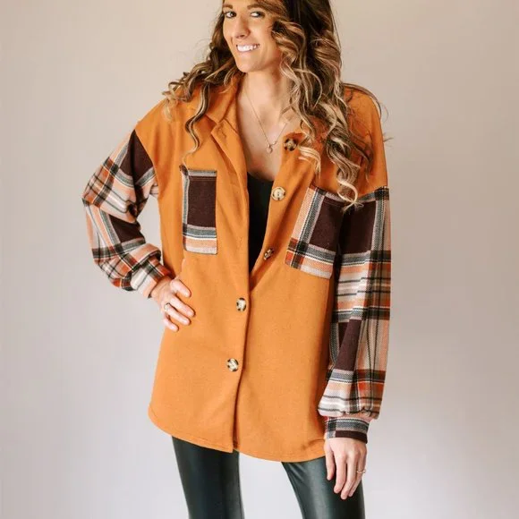 🆕 PLAID COLOR BLOCK DOUBLE POCKET BUTTON UP - Picture 2 of 6